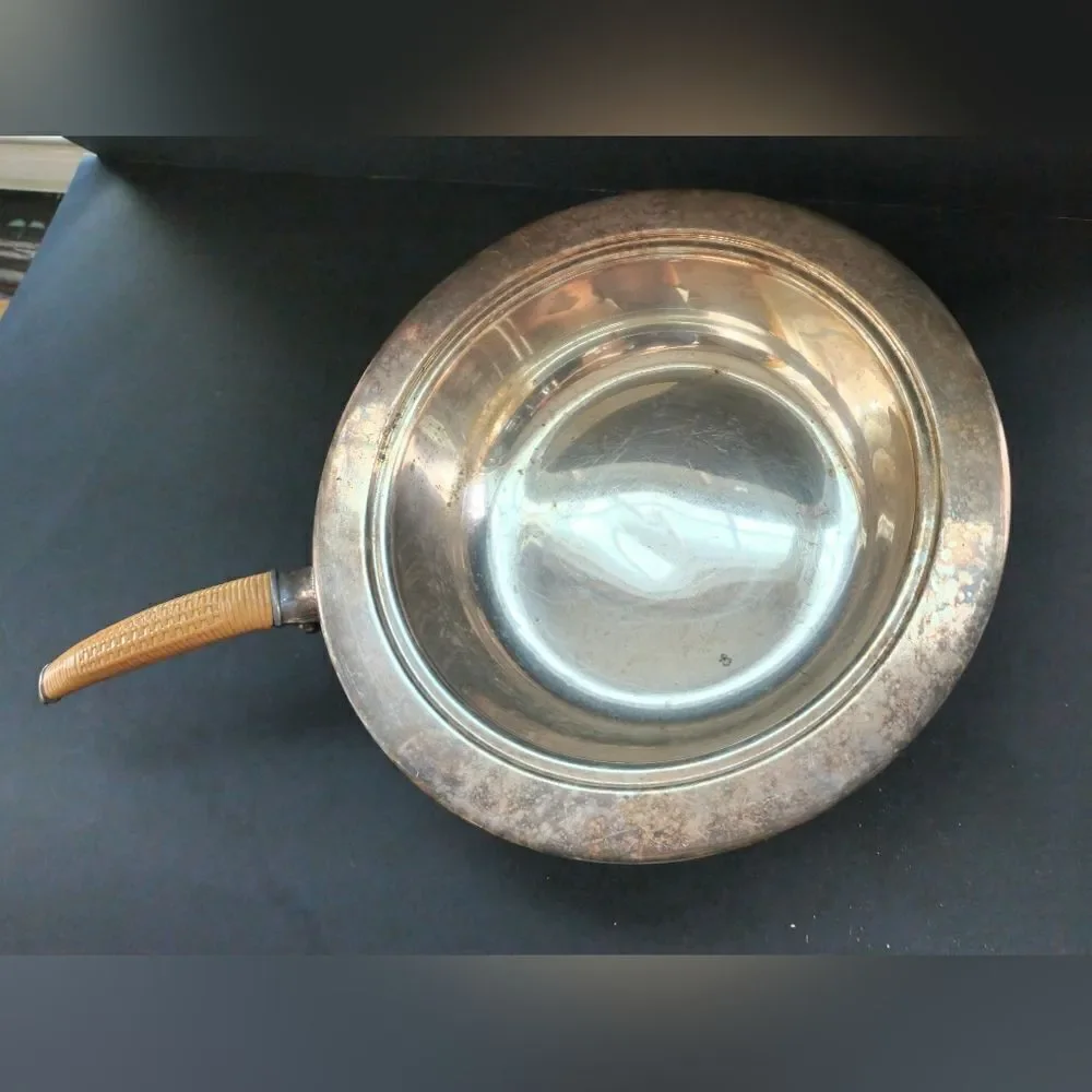 Rare Rodgers bros FLAIR Silver rattan chafing dish